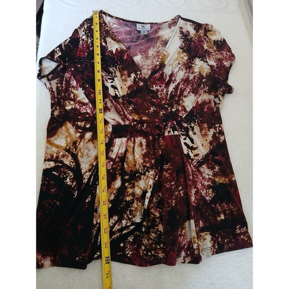 Worthington Women's Medium Floral Wrap V-Neck Babydoll Blouse Multicolor Y2K - Picture 7 of 14